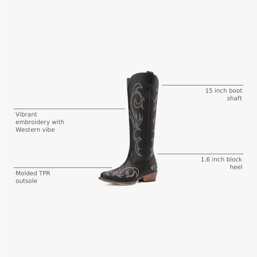 Dream Pairs Black Cowgirl boots - Picture 4 of 8